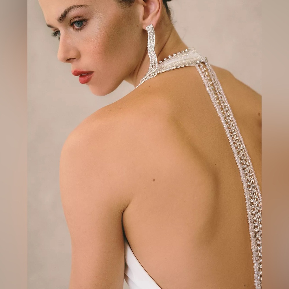 Mac Duggal Zuri Beaded Halter Jersey Gown NWT Size 2 - Picture 4 of 6